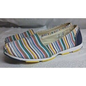 Lands End Women 7.5 Canvas Multicolor Striped Casual Slip-on Shoes Lightweight